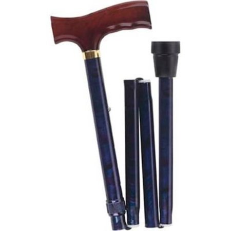 HEALTHSMART DMI Folding Cane, Derby Handle Walking Stick, Adjustable Collapsible Foldable, Blue Cyclone 502-1325-0100